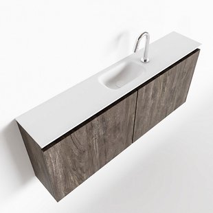 MONDIAZ TURE 120cm toiletmeubel dark brown. EDEN wastafel talc midden 1 kraangat