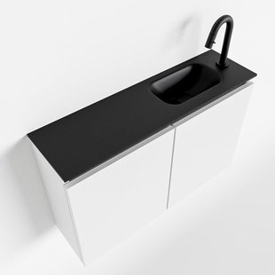 MONDIAZ TURE 80cm toiletmeubel talc. EDEN wastafel urban rechts 1 kraangat