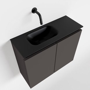 MONDIAZ TURE 60cm toiletmeubel dark grey. EDEN wastafel urban links geen kraangat