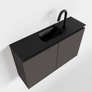 MONDIAZ TURE 80cm toiletmeubel dark grey. EDEN wastafel urban midden 1 kraangat