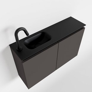MONDIAZ TURE 80cm toiletmeubel dark grey. EDEN wastafel urban links 1 kraangat