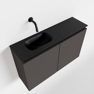 MONDIAZ TURE 80cm toiletmeubel dark grey. EDEN wastafel urban links geen kraangat