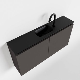 MONDIAZ TURE 100cm toiletmeubel dark grey. EDEN wastafel urban midden 1 kraangat