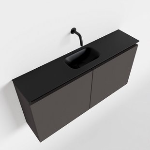MONDIAZ TURE 100cm toiletmeubel dark grey. EDEN wastafel urban midden geen kraangat