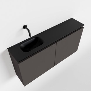MONDIAZ TURE 100cm toiletmeubel dark grey. EDEN wastafel urban links geen kraangat