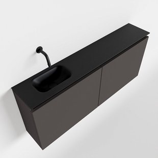 MONDIAZ TURE 120cm toiletmeubel dark grey. EDEN wastafel urban links geen kraangat