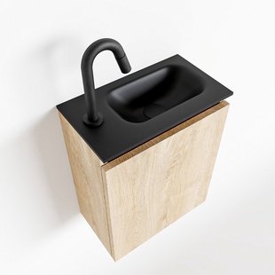 MONDIAZ TURE 40cm toiletmeubel washed oak. EDEN wastafel urban rechts 1 kraangat