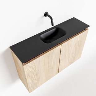 MONDIAZ TURE 80cm toiletmeubel washed oak. EDEN wastafel urban midden geen kraangat