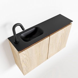 MONDIAZ TURE 80cm toiletmeubel washed oak. EDEN wastafel urban links 1 kraangat