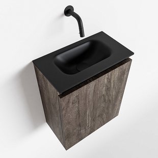 MONDIAZ TURE 40cm toiletmeubel dark brown. EDEN wastafel urban midden geen kraangat