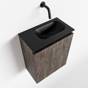 MONDIAZ TURE 40cm toiletmeubel dark brown. EDEN wastafel urban rechts geen kraangat