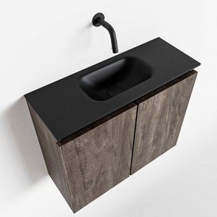 MONDIAZ TURE 60cm toiletmeubel dark brown. EDEN wastafel urban midden geen kraangat