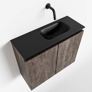 MONDIAZ TURE 60cm toiletmeubel dark brown. EDEN wastafel urban rechts geen kraangat