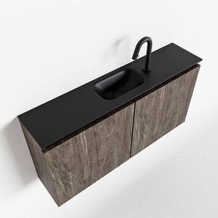 MONDIAZ TURE 100cm toiletmeubel dark brown. EDEN wastafel urban midden 1 kraangat