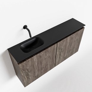 MONDIAZ TURE 100cm toiletmeubel dark brown. EDEN wastafel urban links geen kraangat