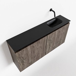 MONDIAZ TURE 100cm toiletmeubel dark brown. EDEN wastafel urban rechts geen kraangat