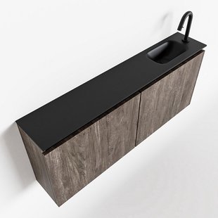 MONDIAZ TURE 120cm toiletmeubel dark brown. EDEN wastafel urban rechts 1 kraangat
