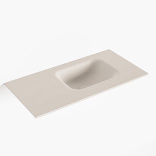 MONDIAZ LEX Linen solid surface inleg wastafel voor toiletmeubel 60cm. Positie wasbak rechts
