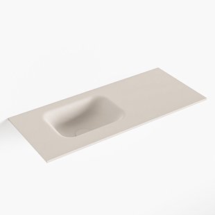 MONDIAZ LEX Linen solid surface inleg wastafel voor toiletmeubel 70cm. Positie wasbak links
