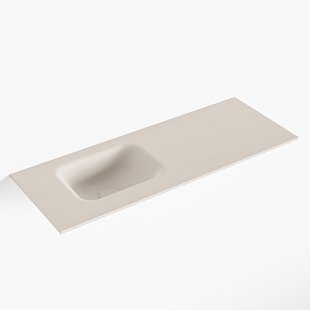 MONDIAZ LEX Linen solid surface inleg wastafel voor toiletmeubel 80cm. Positie wasbak links