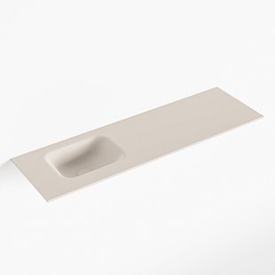 MONDIAZ LEX Linen solid surface inleg wastafel voor toiletmeubel 100cm. Positie wasbak links