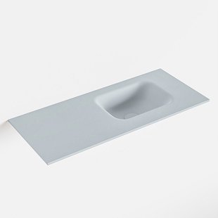 MONDIAZ LEX Clay solid surface inleg wastafel voor toiletmeubel 70cm. Positie wasbak rechts