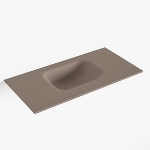 MONDIAZ LEX Smoke solid surface inleg wastafel voor toiletmeubel 60cm. Positie wasbak midden