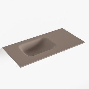 MONDIAZ LEX Smoke solid surface inleg wastafel voor toiletmeubel 60cm. Positie wasbak links