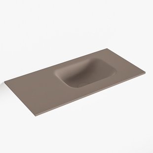 MONDIAZ LEX Smoke solid surface inleg wastafel voor toiletmeubel 60cm. Positie wasbak rechts