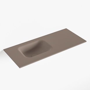 MONDIAZ LEX Smoke solid surface inleg wastafel voor toiletmeubel 70cm. Positie wasbak links