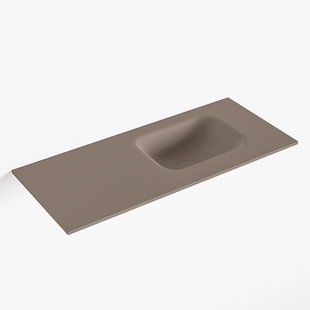 MONDIAZ LEX Smoke solid surface inleg wastafel voor toiletmeubel 70cm. Positie wasbak rechts