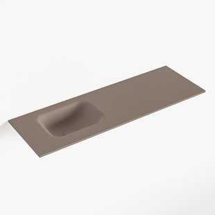 MONDIAZ LEX Smoke solid surface inleg wastafel voor toiletmeubel 90cm. Positie wasbak links
