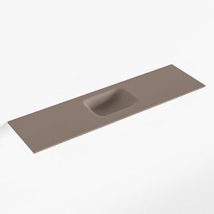MONDIAZ LEX Smoke solid surface inleg wastafel voor toiletmeubel 110cm. Positie wasbak midden