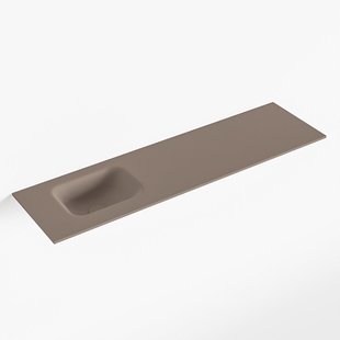 MONDIAZ LEX Smoke solid surface inleg wastafel voor toiletmeubel 110cm. Positie wasbak links