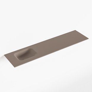 MONDIAZ LEX Smoke solid surface inleg wastafel voor toiletmeubel 120cm. Positie wasbak links
