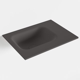 MONDIAZ LEX Dark_grey solid surface inleg wastafel voor toiletmeubel 40cm. Positie wasbak links