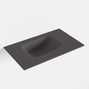 MONDIAZ LEX Dark_grey solid surface inleg wastafel voor toiletmeubel 50cm. Positie wasbak links
