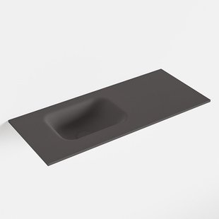 MONDIAZ LEX Dark_grey solid surface inleg wastafel voor toiletmeubel 70cm. Positie wasbak links