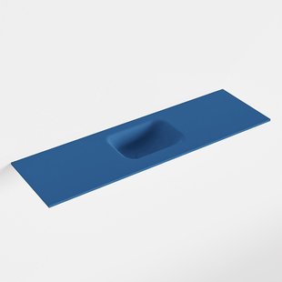 MONDIAZ LEX Jeans solid surface inleg wastafel voor toiletmeubel 100cm. Positie wasbak midden