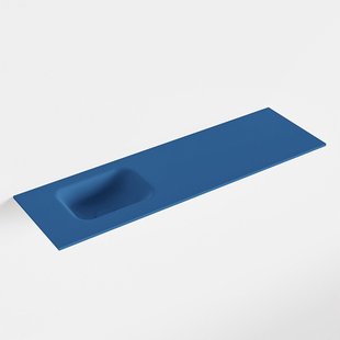 MONDIAZ LEX Jeans solid surface inleg wastafel voor toiletmeubel 100cm. Positie wasbak links