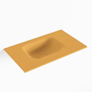 MONDIAZ LEX Ocher solid surface inleg wastafel voor toiletmeubel 50cm. Positie wasbak links