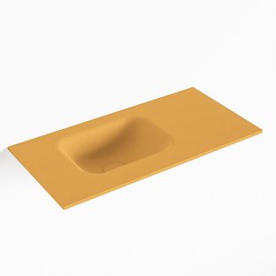 MONDIAZ LEX Ocher solid surface inleg wastafel voor toiletmeubel 60cm. Positie wasbak links