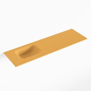 MONDIAZ LEX Ocher solid surface inleg wastafel voor toiletmeubel 100cm. Positie wasbak links