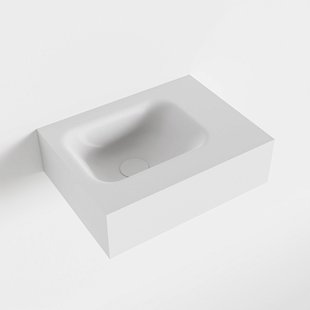 MONDIAZ LEX Talc vrijhangende solid surface wastafel 40cm. Positie wasbak links