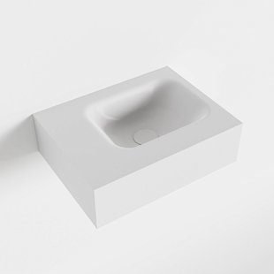 MONDIAZ LEX Talc vrijhangende solid surface wastafel 40cm. Positie wasbak rechts