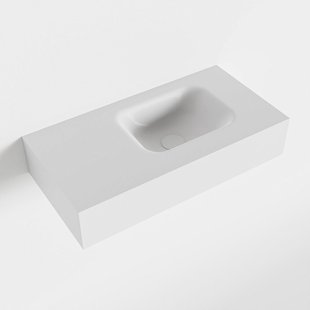 MONDIAZ LEX Talc vrijhangende solid surface wastafel 60cm. Positie wasbak rechts