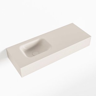MONDIAZ LEX Linen vrijhangende solid surface wastafel 80cm. Positie wasbak links