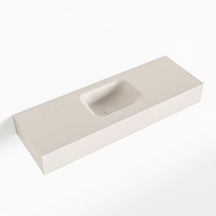 MONDIAZ LEX Linen vrijhangende solid surface wastafel 90cm. Positie wasbak midden