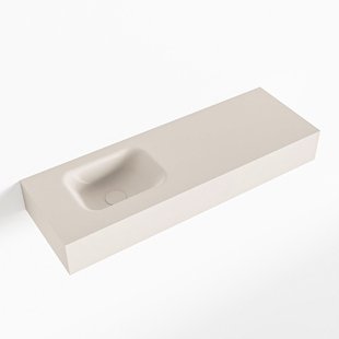 MONDIAZ LEX Linen vrijhangende solid surface wastafel 90cm. Positie wasbak links