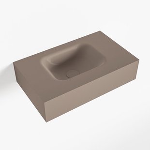 MONDIAZ LEX Smoke vrijhangende solid surface wastafel 50cm. Positie wasbak links